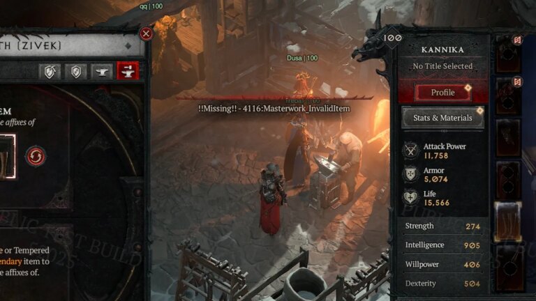 repair Masterwork Invalid Merchandise error in Diablo 4 PTR